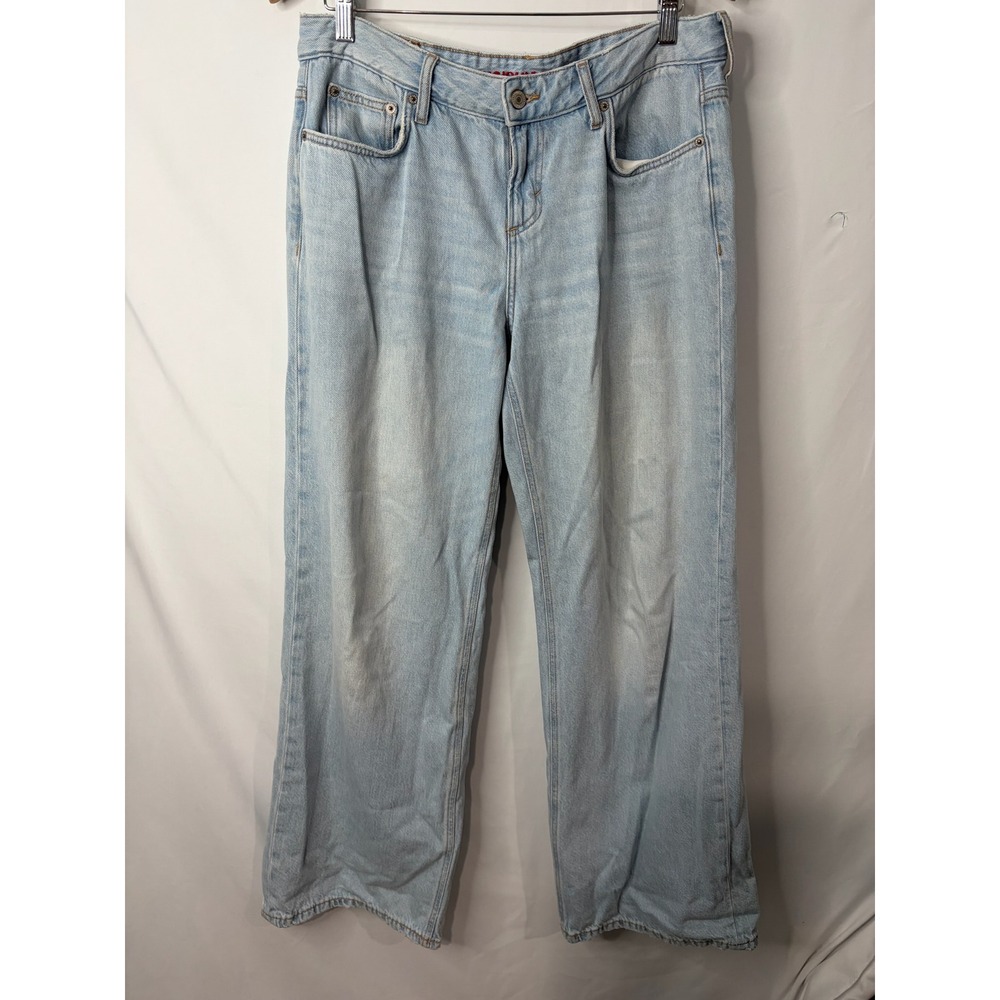 Lucky Brand Baggy Wide Leg Jeans Womens 8/29 Light Wash High Rise Blue Y2K Boho